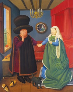 D’après Arnolfini Van Eyck 2 Fernando Botero Peinture à l'huile